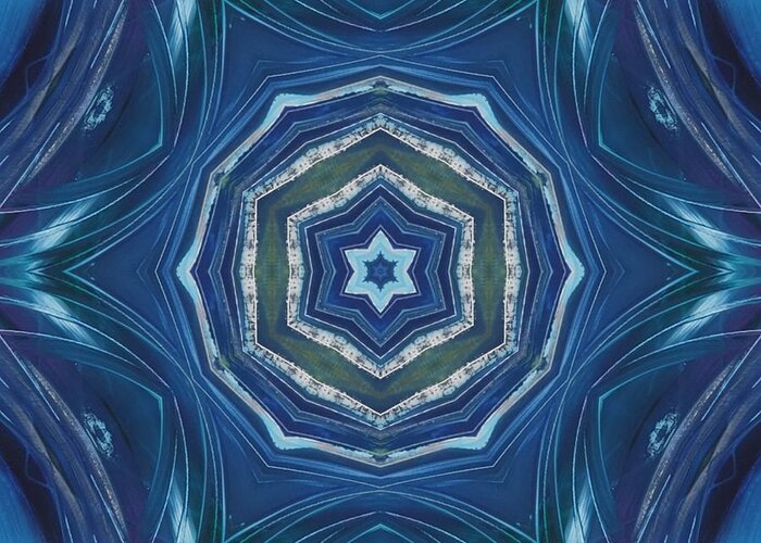Blue Greeting Card featuring the digital art Blue Way - Kaleidoscope by Themayart