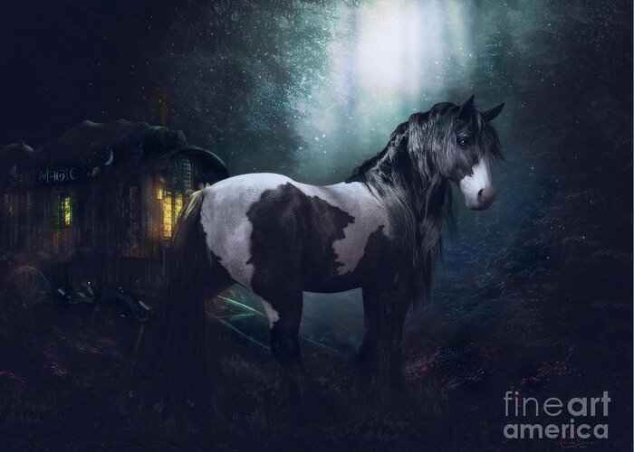 Bluebell Tinker Greeting Card featuring the digital art Bluebell Tinker Horse by Shanina Conway