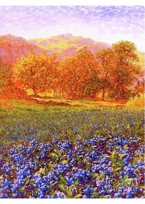 Tree Greeting Card featuring the painting Blueberry Fields by Jane Small
