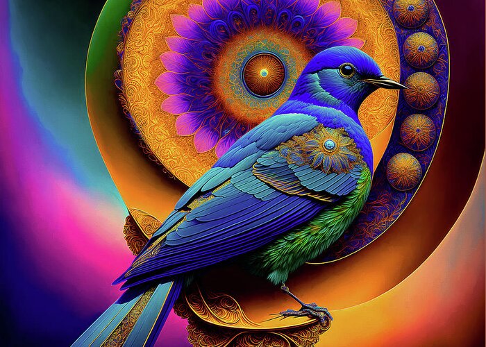 Bluebird Of Happiness Greeting Card featuring the digital art Bluebird of Happiness by Peggy Collins