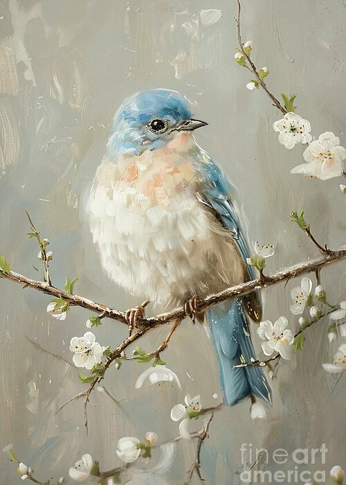 Bluebird Greeting Card featuring the painting Bluebird On A Branch by Tina LeCour