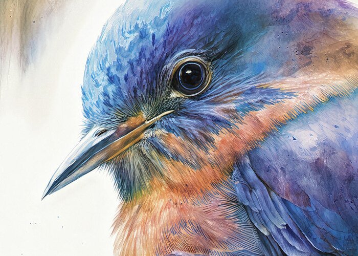 Eastern Bluebird Greeting Card featuring the painting Bluebird Portrait by Tina LeCour
