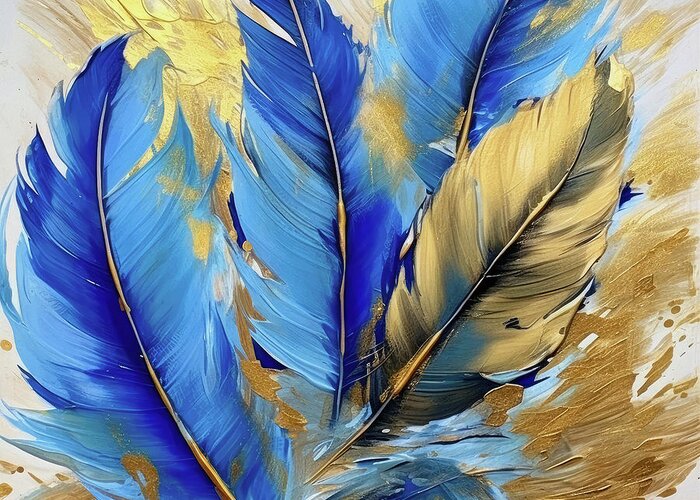 Bluebird Feathers Greeting Card featuring the painting Bluebird Shimmer by Tina LeCour