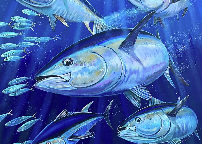 Tuna Greeting Card featuring the painting Bluefin Tuna by Mark Ray