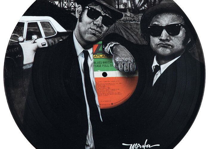 Record Album Greeting Card featuring the painting Blues Brothers Briefcase Full Of Blues by Dan Menta
