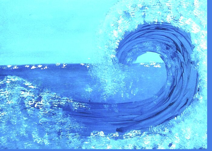 Blue Greeting Card featuring the painting BlueWave by Anna Adams