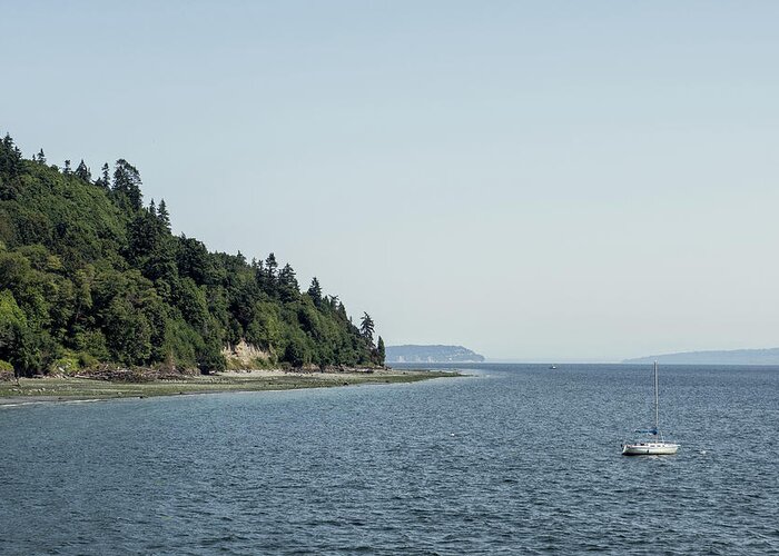 Washington Greeting Card featuring the photograph Boat In The Pudget Sound by Alberto Zanoni