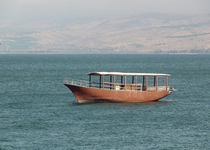 Boat Greeting Card featuring the photograph Boat on Sea of Galilee by Brian Tada