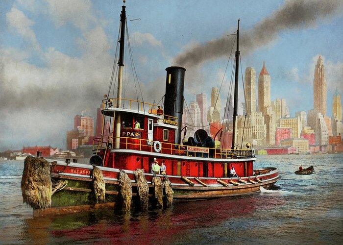 Tub Boat Greeting Card featuring the photograph Boat - Tugboat - The Watuppa 1935 by Mike Savad
