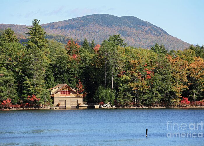 Boathouse Greeting Card featuring the photograph Boathouse on Squam Lake by Bryan Attewell