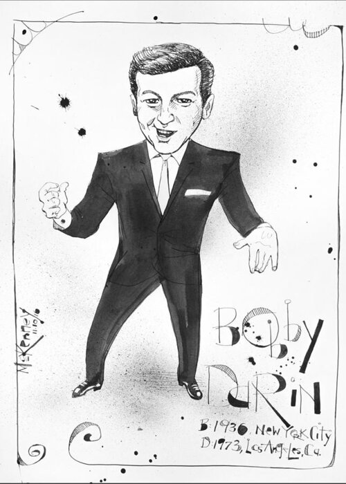  Greeting Card featuring the drawing Bobby Darin by Phil Mckenney