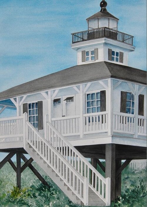 Boca Grande Greeting Card featuring the painting Boca Grande Lighthouse by Lael Rutherford