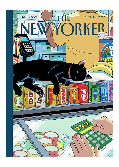 151297 Greeting Card featuring the painting Bodega Cat by R Kikuo Johnson