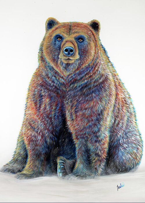 Bear Greeting Card featuring the painting Bodhi by Teshia Art