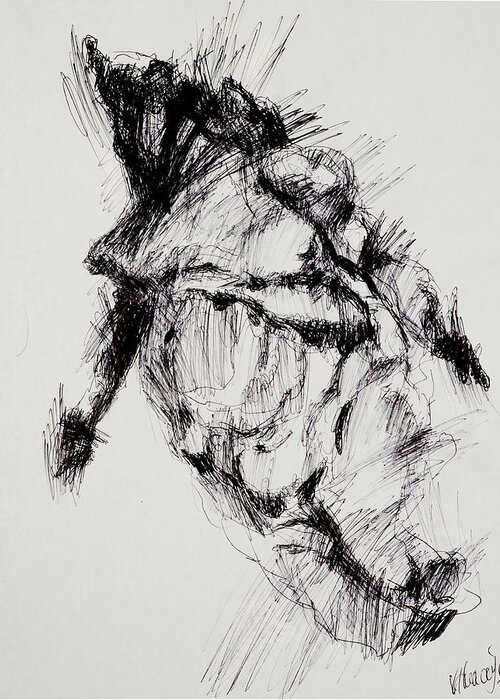 #impaired Greeting Card featuring the drawing Body of a Woman 16 by Veronica Huacuja