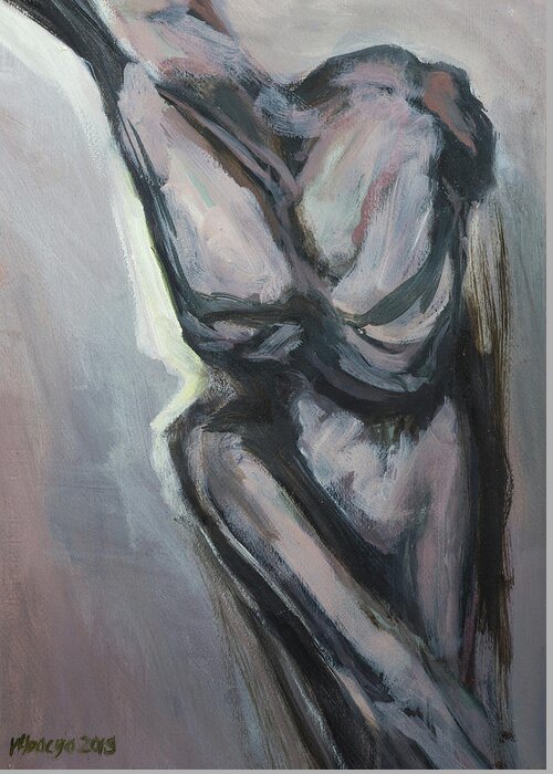 #acrylic Greeting Card featuring the painting Body Study 68 by Veronica Huacuja