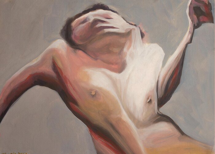 #nudeart Greeting Card featuring the painting Body Study 7 by Veronica Huacuja