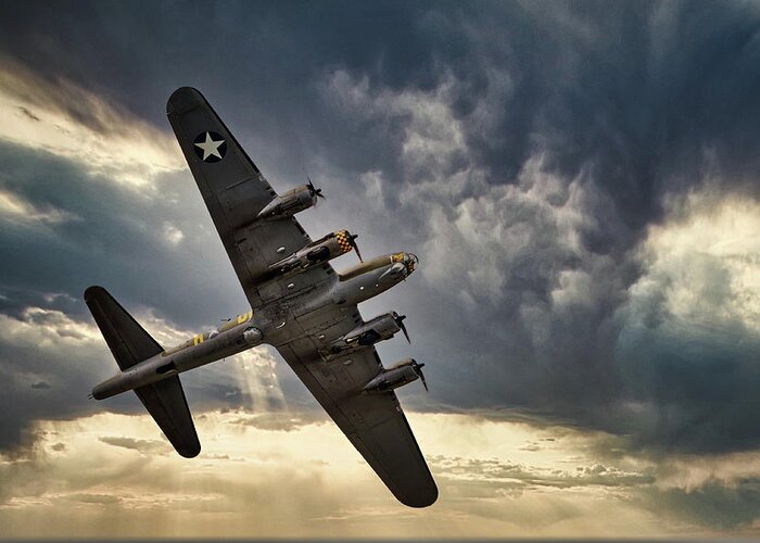 Usa Greeting Card featuring the photograph Boeing B-17 Flying Fortress, World War 2 Bomber Aircraft by Rick Deacon