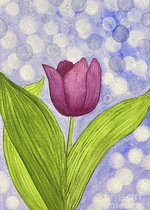 Tulip Greeting Card featuring the painting Bokeh Tulip by Lisa Neuman