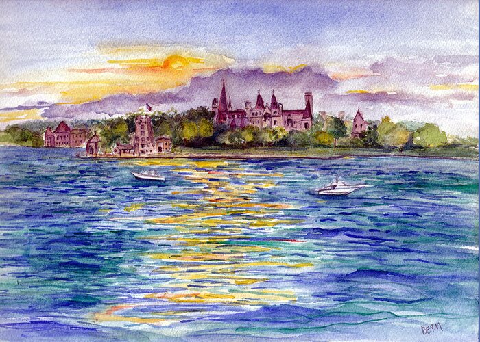 Boldt Castle Greeting Card featuring the painting Boldt Castle -Thousand Islands by Clara Sue Beym