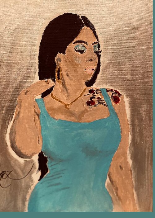 African-american Greeting Card featuring the painting African-american Beautiful Bombshell by Melody Fowler