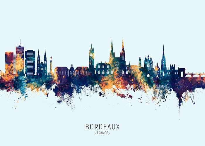 Bordeaux Greeting Card featuring the digital art Bordeaux France Skyline #25 by Michael Tompsett