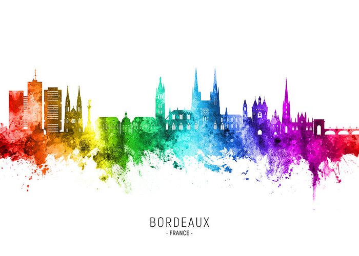 Bordeaux Greeting Card featuring the digital art Bordeaux France Skyline #26 by Michael Tompsett