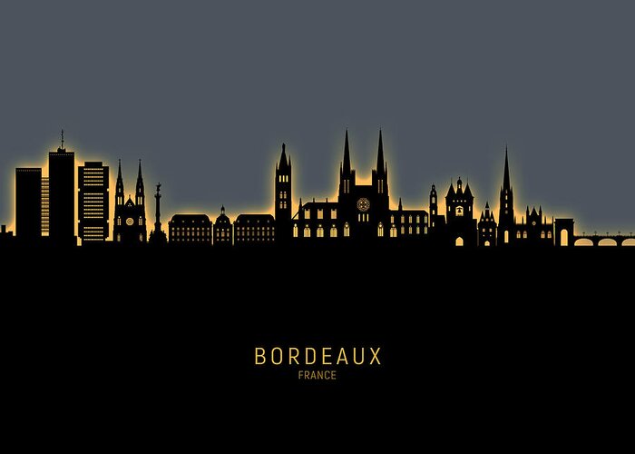 Bordeaux Greeting Card featuring the digital art Bordeaux France Skyline #35 by Michael Tompsett