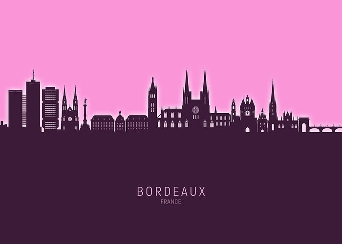 Bordeaux Greeting Card featuring the digital art Bordeaux France Skyline #40 by Michael Tompsett