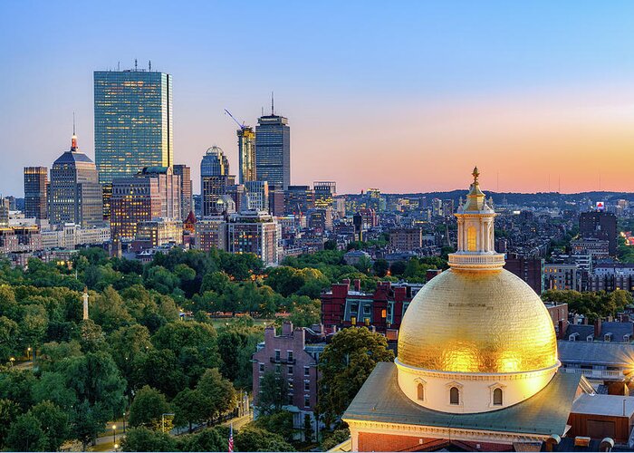 Boston Greeting Card featuring the photograph Boston State House 1 by Michael Hubley