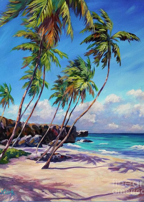 Sand Greeting Card featuring the painting Bottom Bay Beach Barbados by John Clark