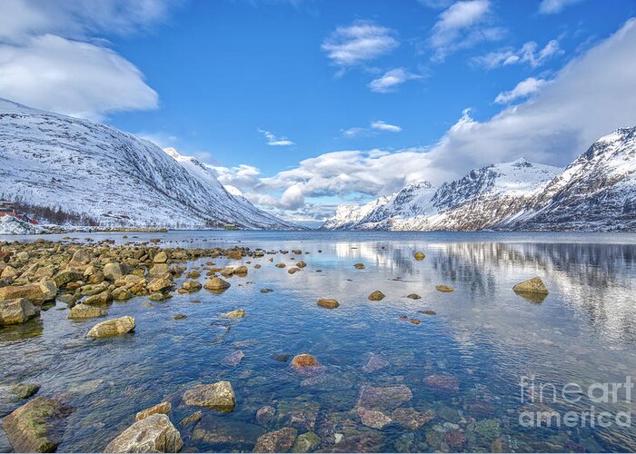 Reflection Greeting Card featuring the photograph Boulders and a Fjord by Brian Kamprath