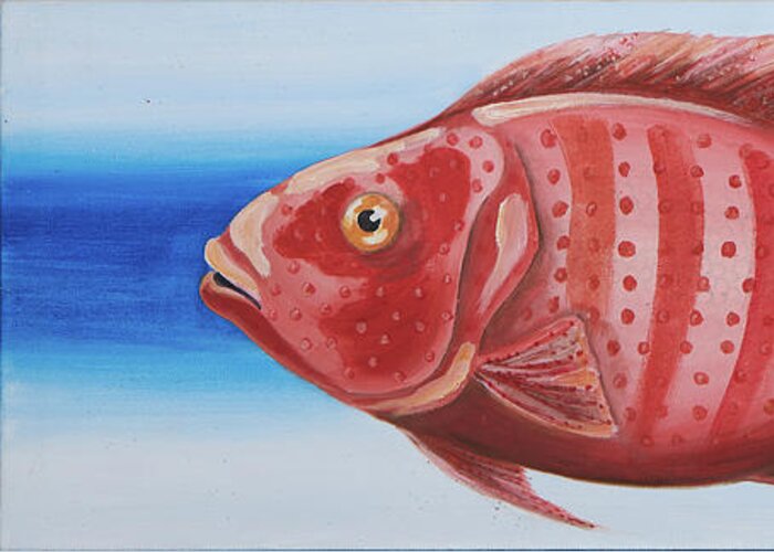  Greeting Card featuring the painting Red Fish by Britta Burmehl