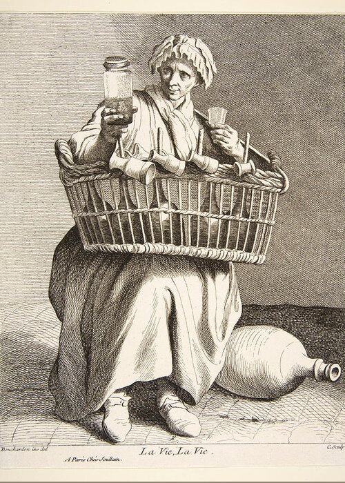 Anne Claude De Caylus Greeting Card featuring the drawing Brandy Seller by Anne Claude de Caylus