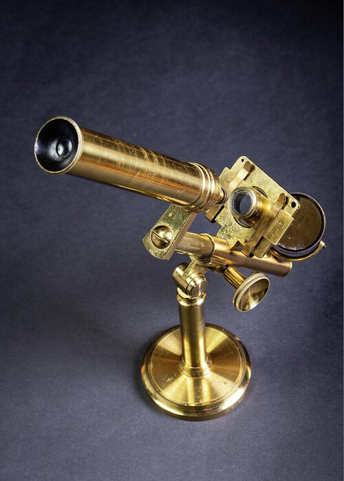 Microscope Greeting Card featuring the photograph Brass microscope by Average Images