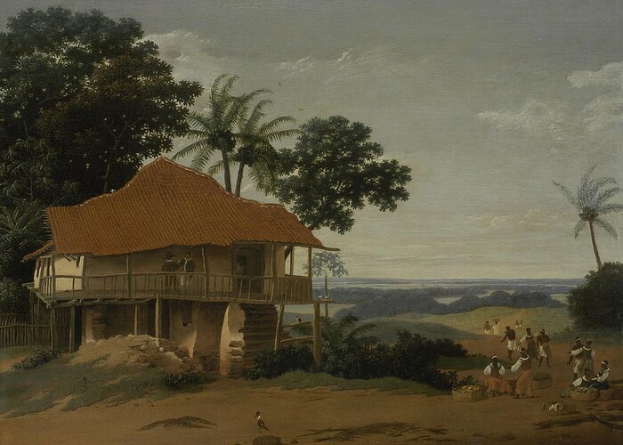 Frans Post Greeting Card featuring the painting Brazilian Landscape with a Worker s House by Frans Post