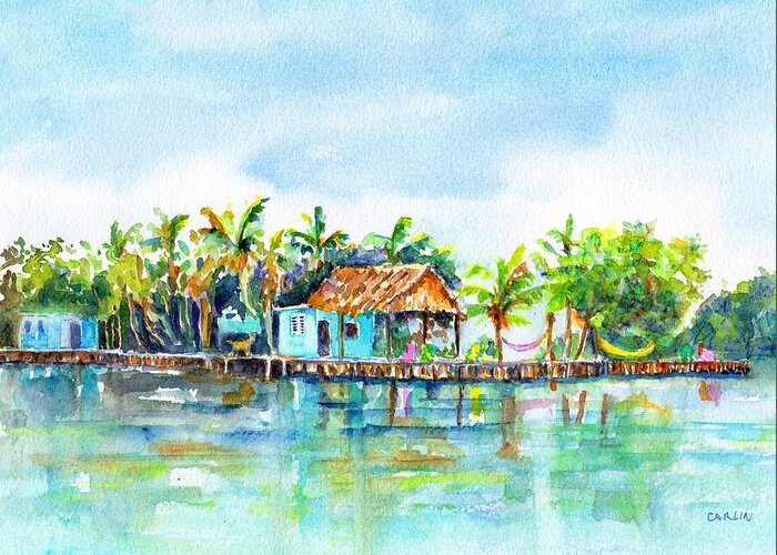 Belize Greeting Card featuring the painting Bread and Butter Caye Belize by Carlin Blahnik CarlinArtWatercolor