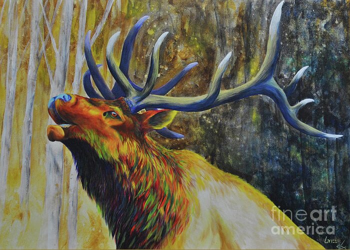 Elk Greeting Card featuring the painting Breaking Out Into the Light by Lance Crumley