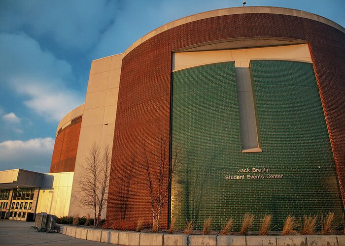 Michigan State University Basketball Greeting Card featuring the photograph Breslin Center at sunset by Eldon McGraw