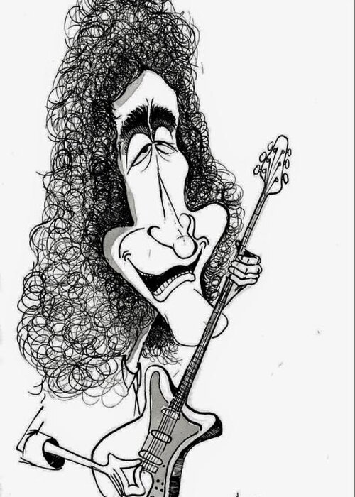 Queen Greeting Card featuring the drawing Brian May by Michael Hopkins