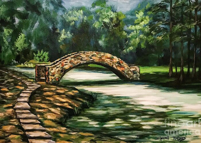 Landscape Greeting Card featuring the painting Bridge on Avery Island by Sherrell Rodgers