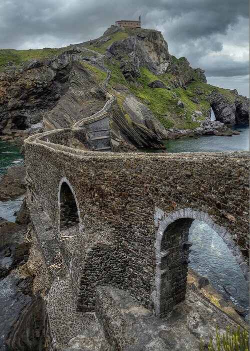 Coast Of Biscay Greeting Card featuring the photograph Bridge to Gaztelugatxe by Micah Offman