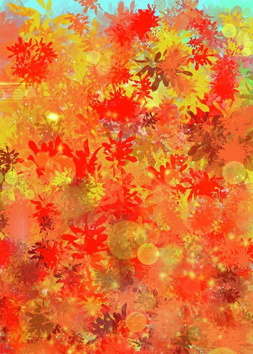 Bright Greeting Card featuring the digital art Bright Autumn Day Abstract by Eileen Backman