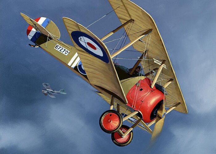 Aviation Greeting Card featuring the painting British Sopwith F.1 Camel by Jack Fellows