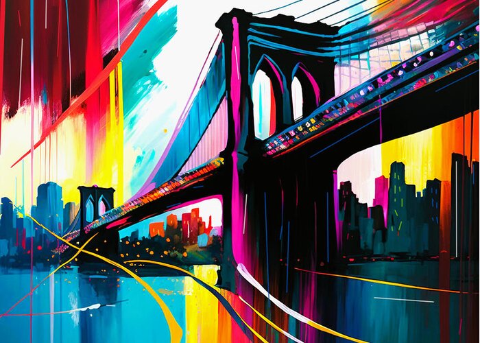 Brooklyn Bridge Greeting Card featuring the painting Brooklyn Bridge II Art Print by Crystal Stagg