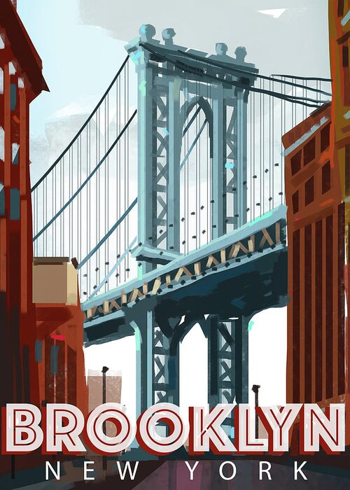 Travel Greeting Card featuring the digital art Brooklyn by East Coast Licensing