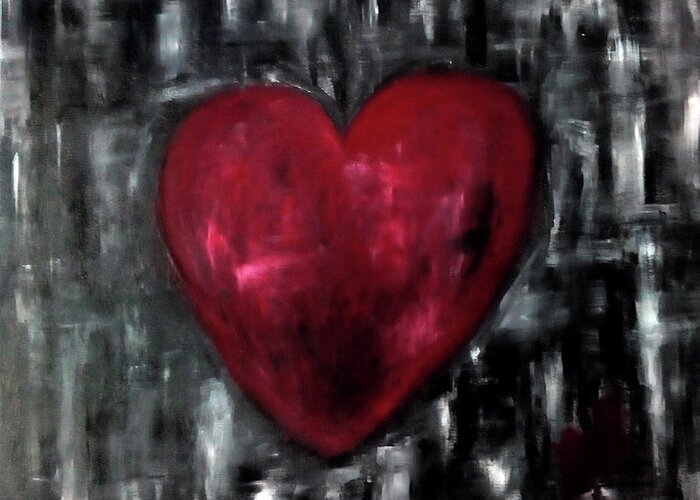 Heart Greeting Card featuring the painting Bruised but Not Broken by Eseret Art