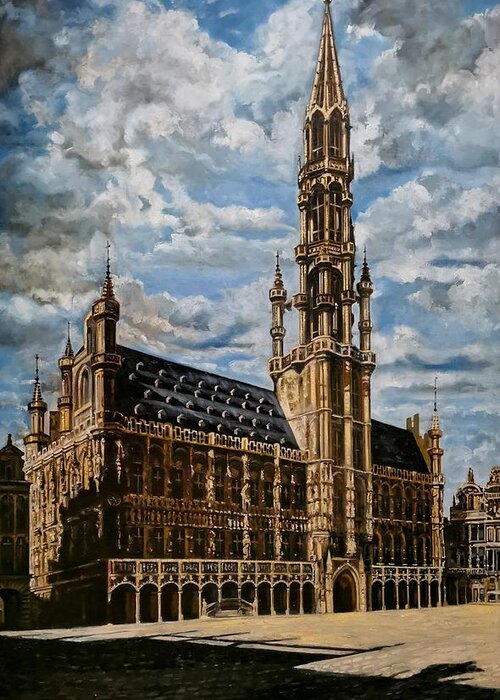  Greeting Card featuring the painting Brussels, Belgium by Raouf Oderuth