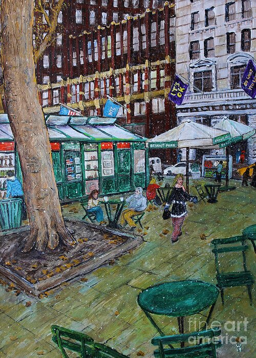 Bryant Park Greeting Card featuring the painting Bryant Park by Richard Wandell