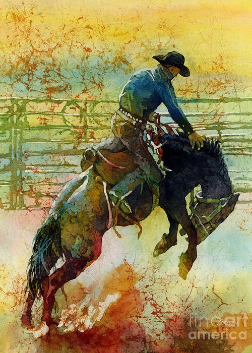 Bronc Greeting Card featuring the painting Bucking Rhythm by Hailey E Herrera